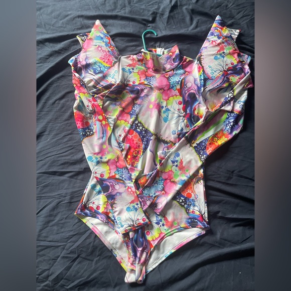 Coquetry Clothing custom made Spiked Mega Sharp Shoulder Romper Dreamscape Print - Picture 7 of 12